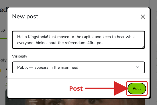 The New post box on Legit Social